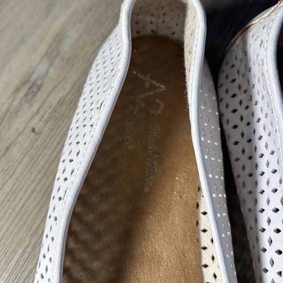 AEROSOLES A2 Stitch N Turn White Leather Ballerina Flat Cutout MEMORY FOAM 10.5 - Picture 7 of 11